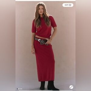 Free People Isabella Skirt Set - Deep Cherry L